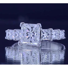 Princess Cut Real Diamond Engagement Ring 3.50 Carats Jewelry