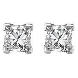 Princess Cut Real Diamond Stud Earring 1.40 Ct White Gold Fine Jewelry