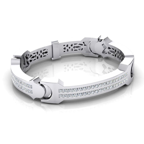 Princess Diamond Large Men's Gold Bracelet Heavy 6 mm Thick Genuine 16 Carats