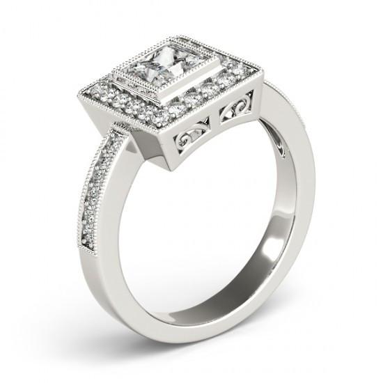 Princess Genuine Diamond Engagement Ring & Halo Round Diamond 1.50 Carat WG