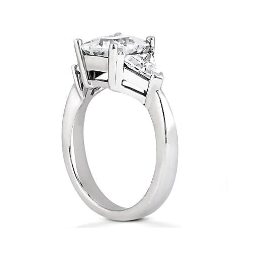 Princess Real Diamond Three Stone Ring With Trillions 2.20 Ct. Jewelry