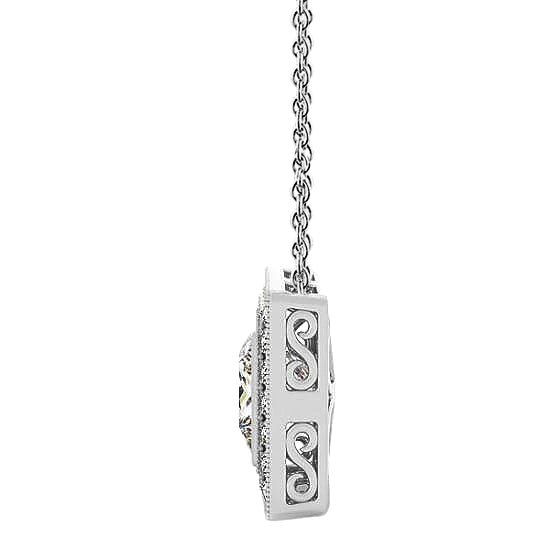 Princess Round Real Diamond Pendant Necklace Without Chain 1.50 Ct. WG 14K