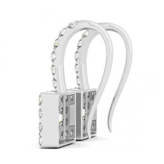 Princess & Round Real Diamonds 2.20 Carats Dangle Earrings White Gold 14K2