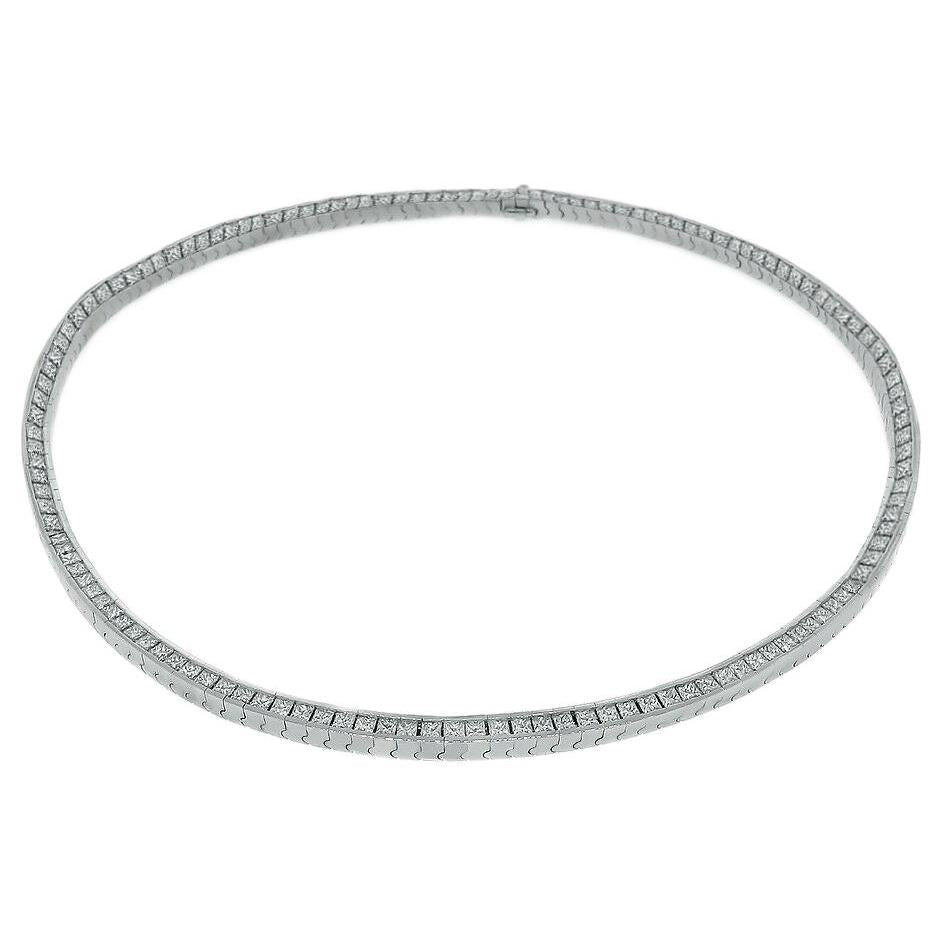 Princess Earth Mined Diamond Channel Tennis Necklace 12 Carats Ladies Jewellery New