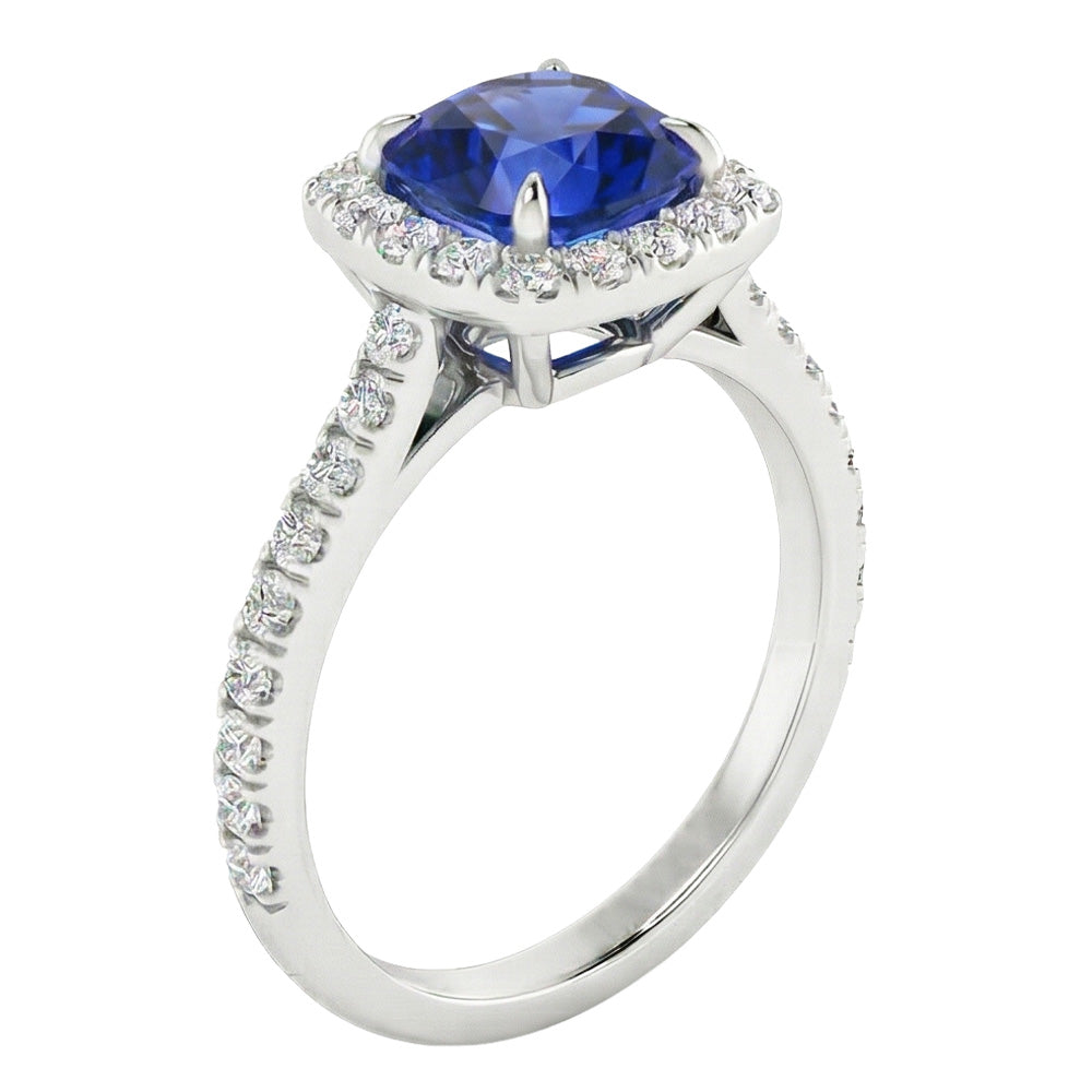 natural round sapphire 2.75ct ring top view