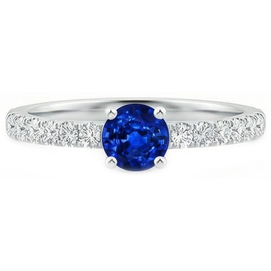 natural round sapphire 3.10ct ring side angle