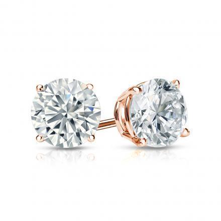 Prong Set 5.00 Carats Round Cut Genuine Diamonds Studs Earrings Rose Gold
