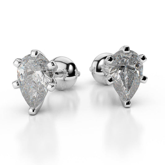 Prong Set F Vs1 4.00 Ct Genuine Diamonds Women Studs Earrings White Gold