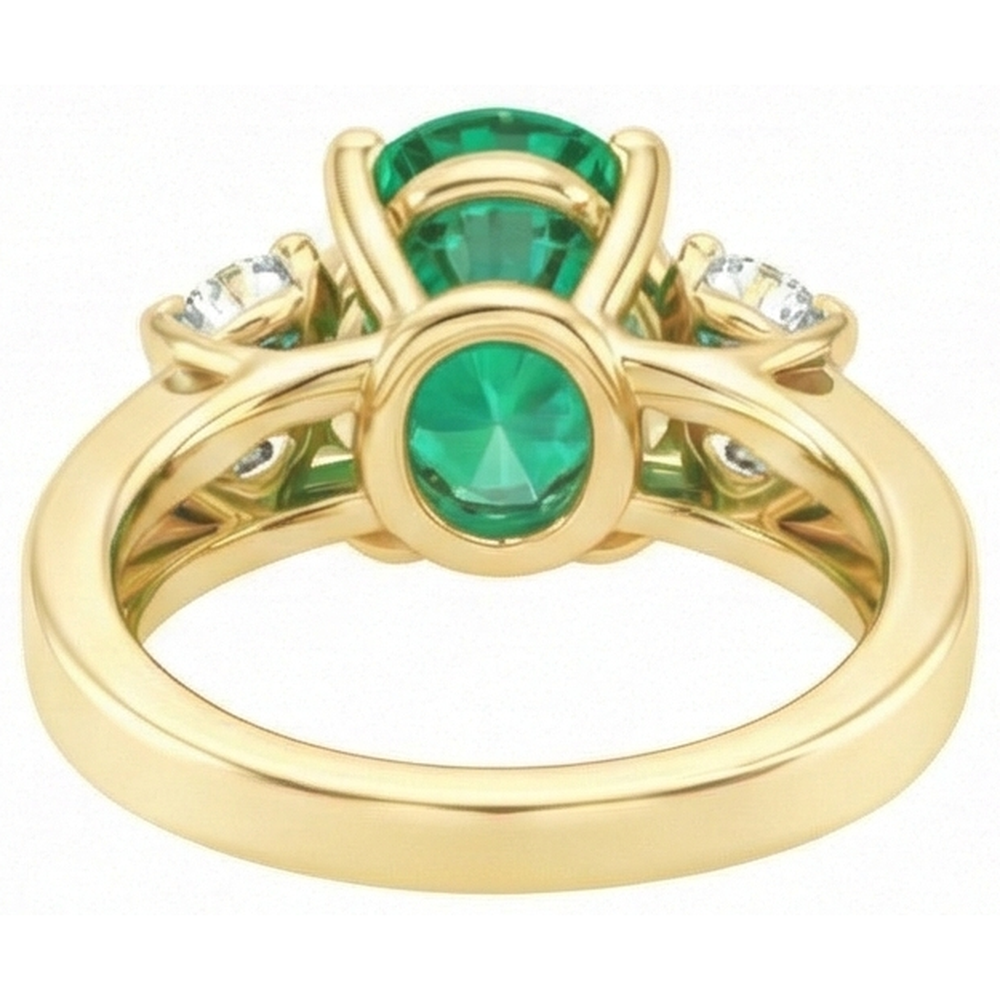 natural round emerald 5.25ct ring with diamond accents
