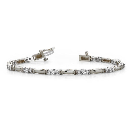 Prong Set Ladies Round Cut Natural Diamond Tennis Bracelet White Gold 4 Ct