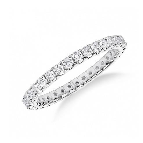 Prong Set Round Cut 1.65 Ct Real Diamond Women Engagement Band WG 14K