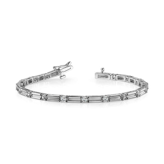Prong Set Round Genuine Diamond Tennis Bracelet White Gold Jewelry 2.55 Ct