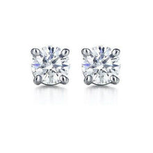 Prong Set Sparkling 1.50 Carats Real Diamonds Studs Earrings 14K White Gold