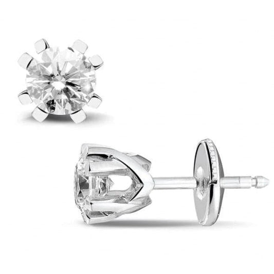 Prong Set Sparkling 3.20 Ct Round Cut Real Diamonds Women Studs Earrings