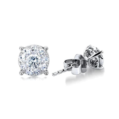 Prong Set Sparkling 4.50 Carats Real Diamonds Studs Earrings 14K White