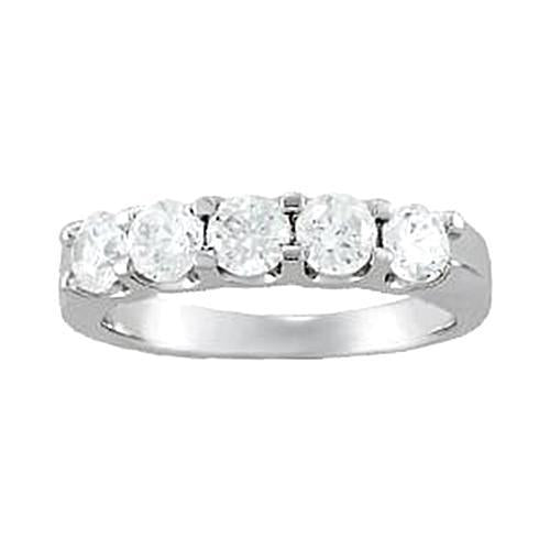 Prong Set White Gold 14K 1.25 Carat Genuine Diamond Engagement Band