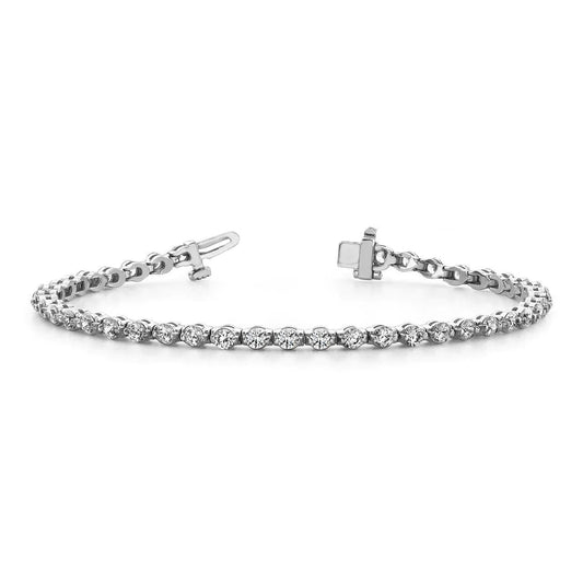 Prong Setting 4.20 Ct Round Cut Real Diamonds Tennis Bracelet White Gold