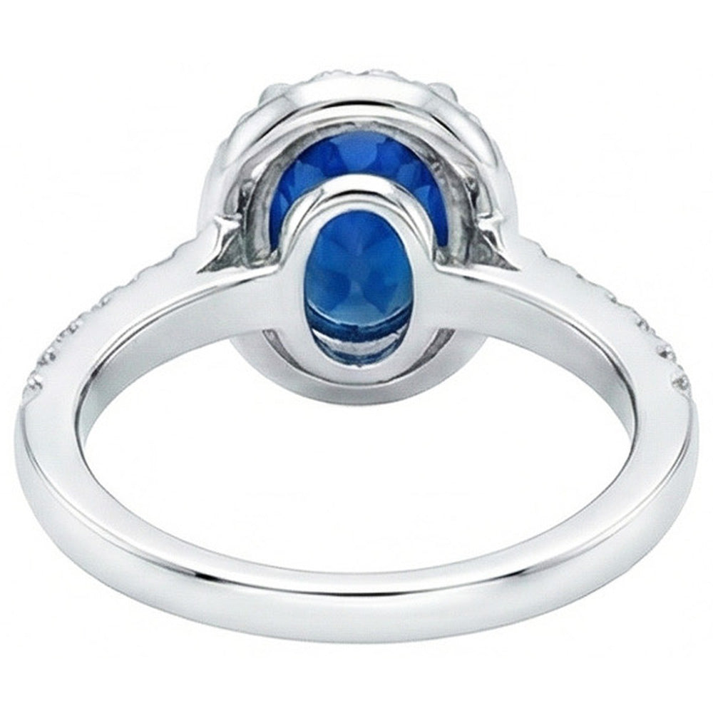 Prong Set Ceylon Sapphire Natural Earth Mined Diamonds 1.90 Ct Wedding Ring White Gold 14K