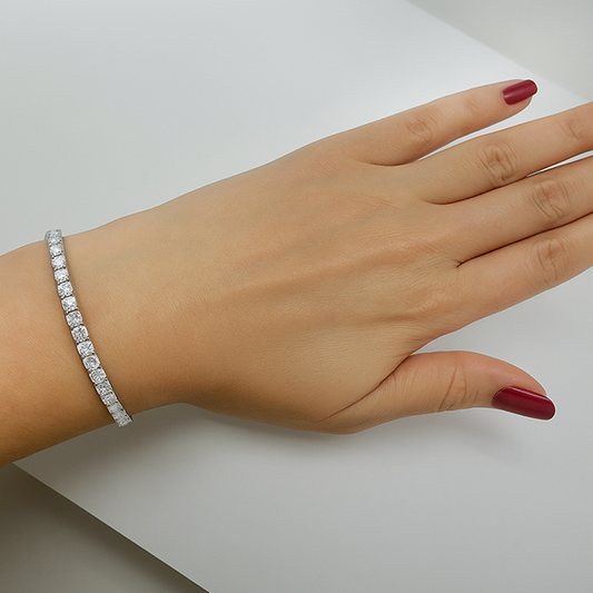Prong Set 6.80 Carats Real Natural Earth Mined Diamonds Tennis Bracelet Gold White 14K New