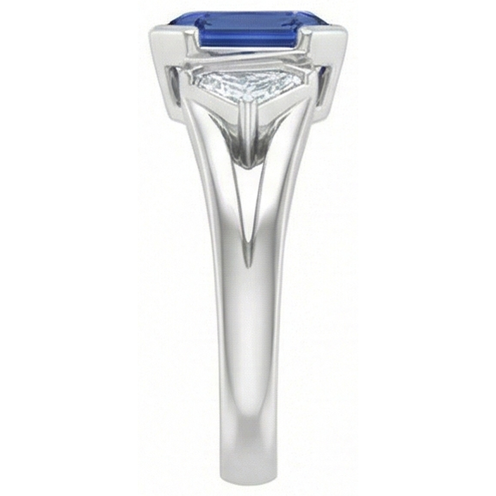 Radiant 3 Stone Gemstone Ring 2.50 Carats Bar Set Baguette Natural Earth Mined Diamonds