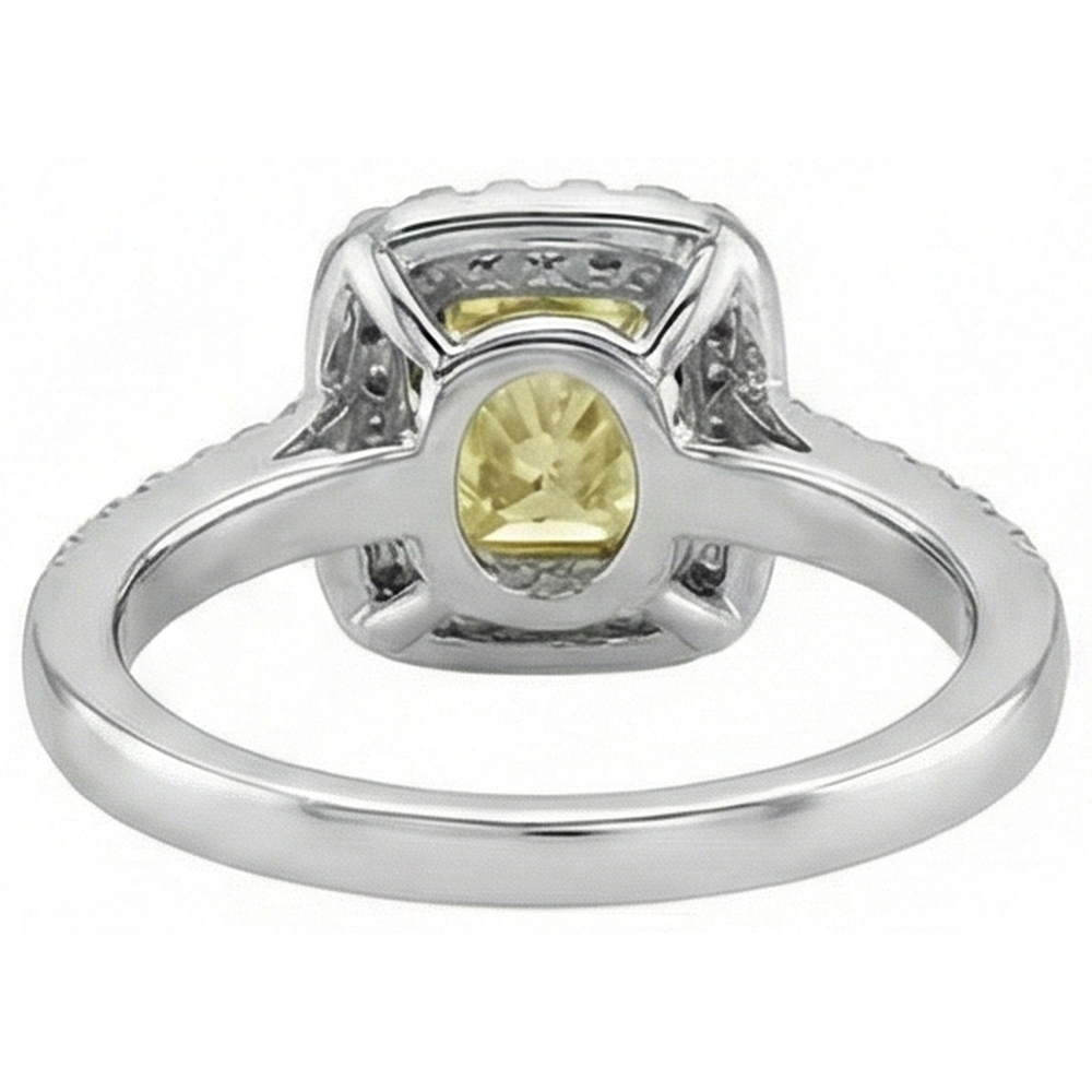 Radiant Cut Yellow Sapphire Gemstone Ring White Gold Natural Earth Mined Diamond 2.5 Ct.