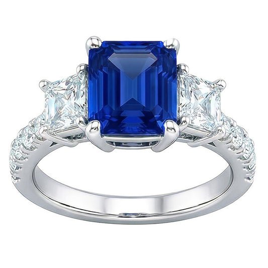 natural round sapphire 3.50ct ring side angle
