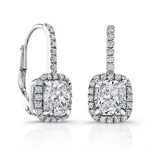 Radiant Round Real Diamonds 3.50 Ct. Leverback Ear Ring White Gold