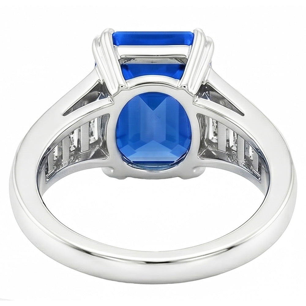 Radiant Sapphire Wedding Ring 5 Carats Channel Set Trapezoid Natural Earth Mined Diamonds