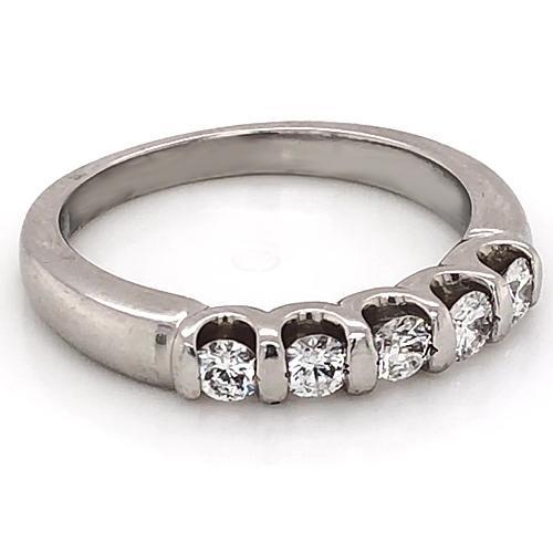 Real 1 Carat Diamond Anniversary Band U Scallop Setting White Gold 14K2