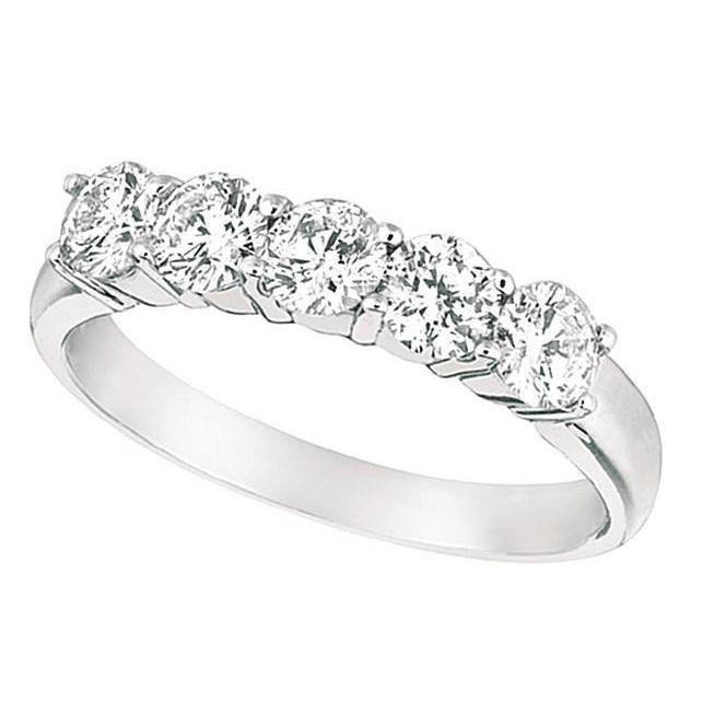Real 1.25 Carats Five Stone Engagement Ring White Gold 14K