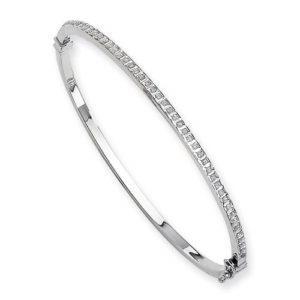 Real 2.20 Ct Round Diamond Bangle White Gold 14K
