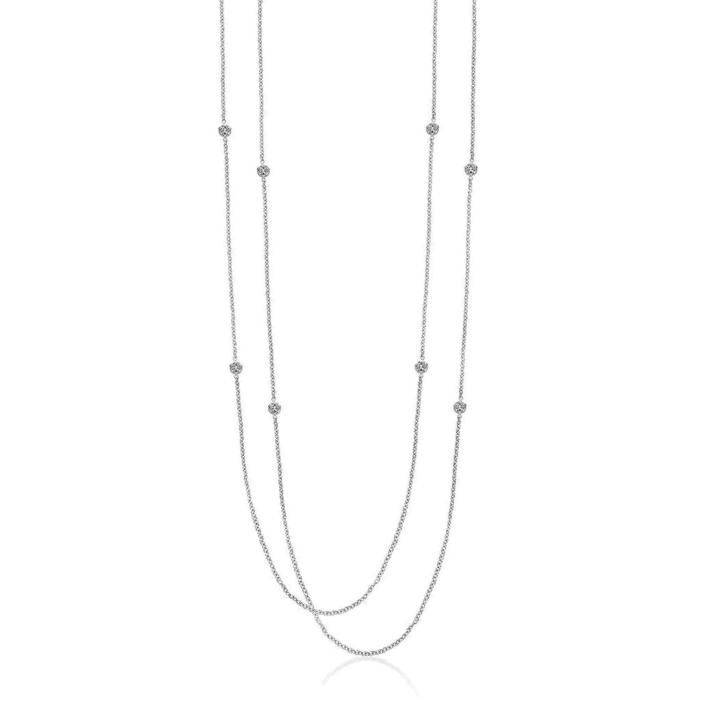 Real 4 Ct Diamonds By Yard Necklace Double 18 Inches Chain White Gold