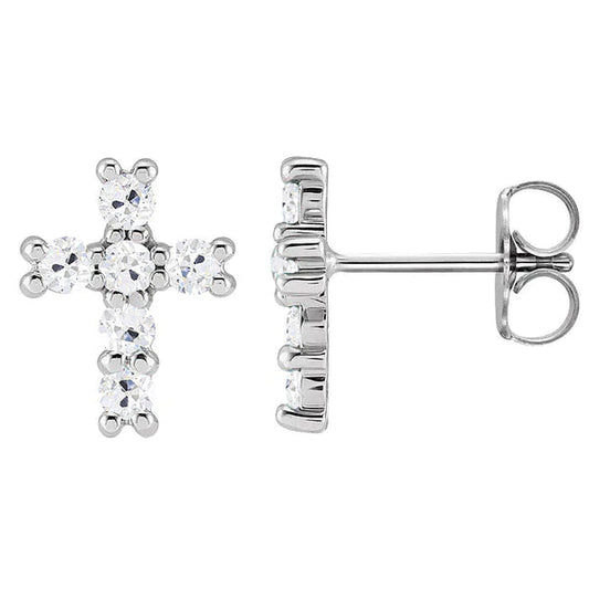 Real 6 Ct Diamond Cross Earrings