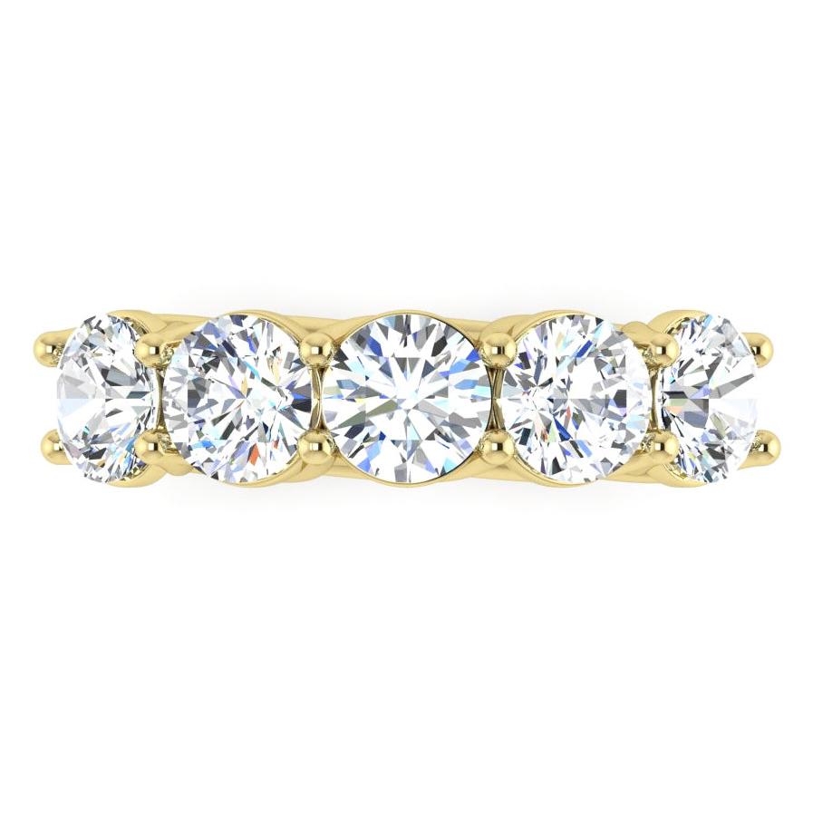 Real Diamond Anniversary Band Yellow Gold 5 Stones