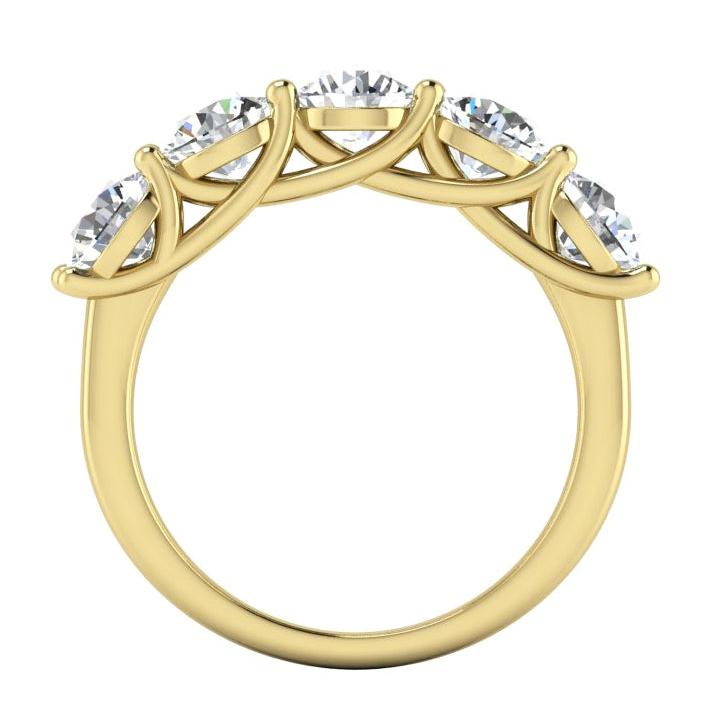 Real Diamond Anniversary Band Yellow Gold 5 Stones