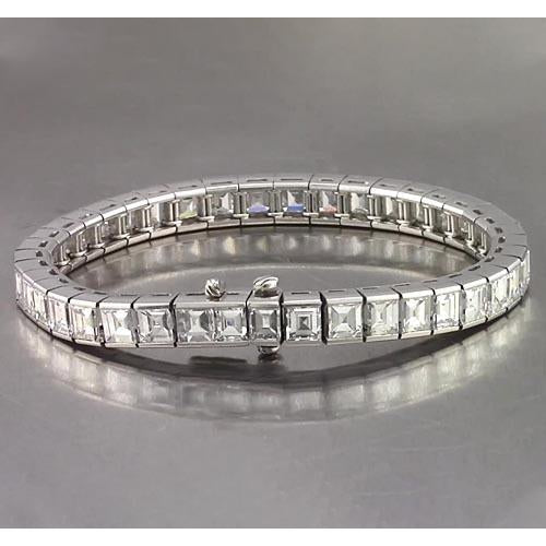 Real Diamond Asscher Tennis Bracelet 26.65 Carats White Gold Jewelry New
