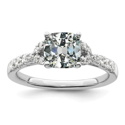 Real Diamond Cushion Old Miner Engagement Ring With Accents 6.50 Carats