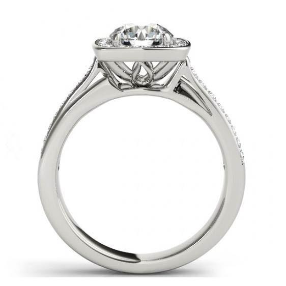 Real Diamond Engagement Ring 1.50 Carats Double Shank Halo White