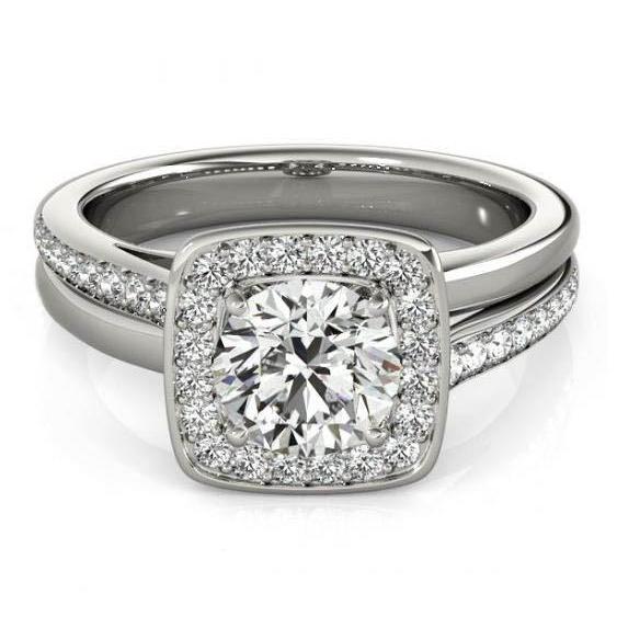 Real Diamond Engagement Ring 1.50 Carats Double Gold 14K