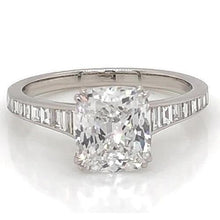 Real Diamond Engagement Ring 3 Carats Cushion Claw Setting Women Jewelry