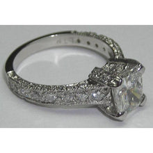 Real Diamond Engagement Ring Antique Style 3.50 Carats White Gold 14K