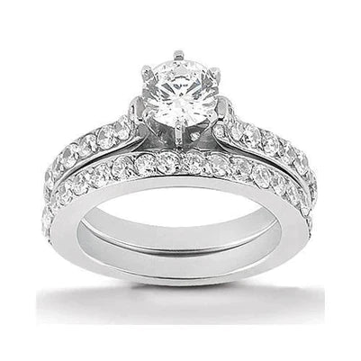 Real Diamond Engagement Ring Band Set 2.40 Carats White Gold Jewelry