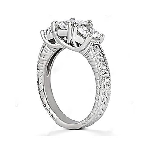 Real Diamond Engagement Ring Vintage Style 2.12 Ct. White Gold 14K