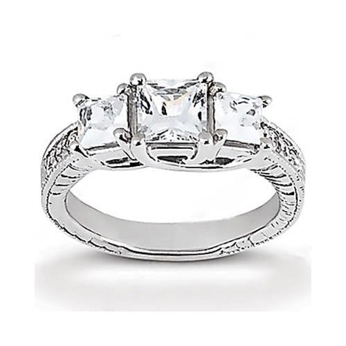 Real Diamond Engagement Ring Vintage Style 2.12 Ct. White Gold 14K