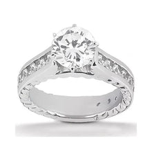 Real Natural Earth Mined Diamond Engagement Ring With Accents Set 4.21 Carats White Gold 14K
