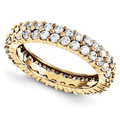Real Diamond Eternity Double Row Band 1.80 Carats Yellow Gold 14K