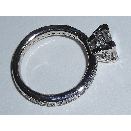 Real Diamond Fancy Engagement Ring Set White Gold 3.50 Carats