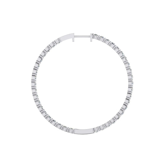 Real Diamond Hoop Earrings 8 Carats 3 mm Wide 1.5" Dia. Each Gold