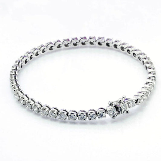 Real Diamond Ladies Tennis Bracelet 7.40 Carat Round Cut White Gold 14K