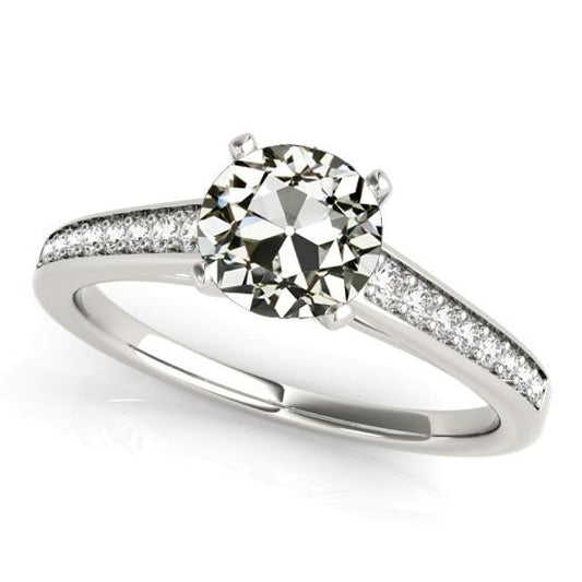 Real Natural Earth Mined Diamond Old Cut Engagement Ring 4 Prong Set 4 Carats Gold